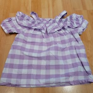 Ralph Lauren Kids Purple Checkered Cold Shoulder Top